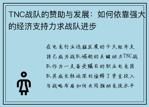 TNC战队的赞助与发展：如何依靠强大的经济支持力求战队进步
